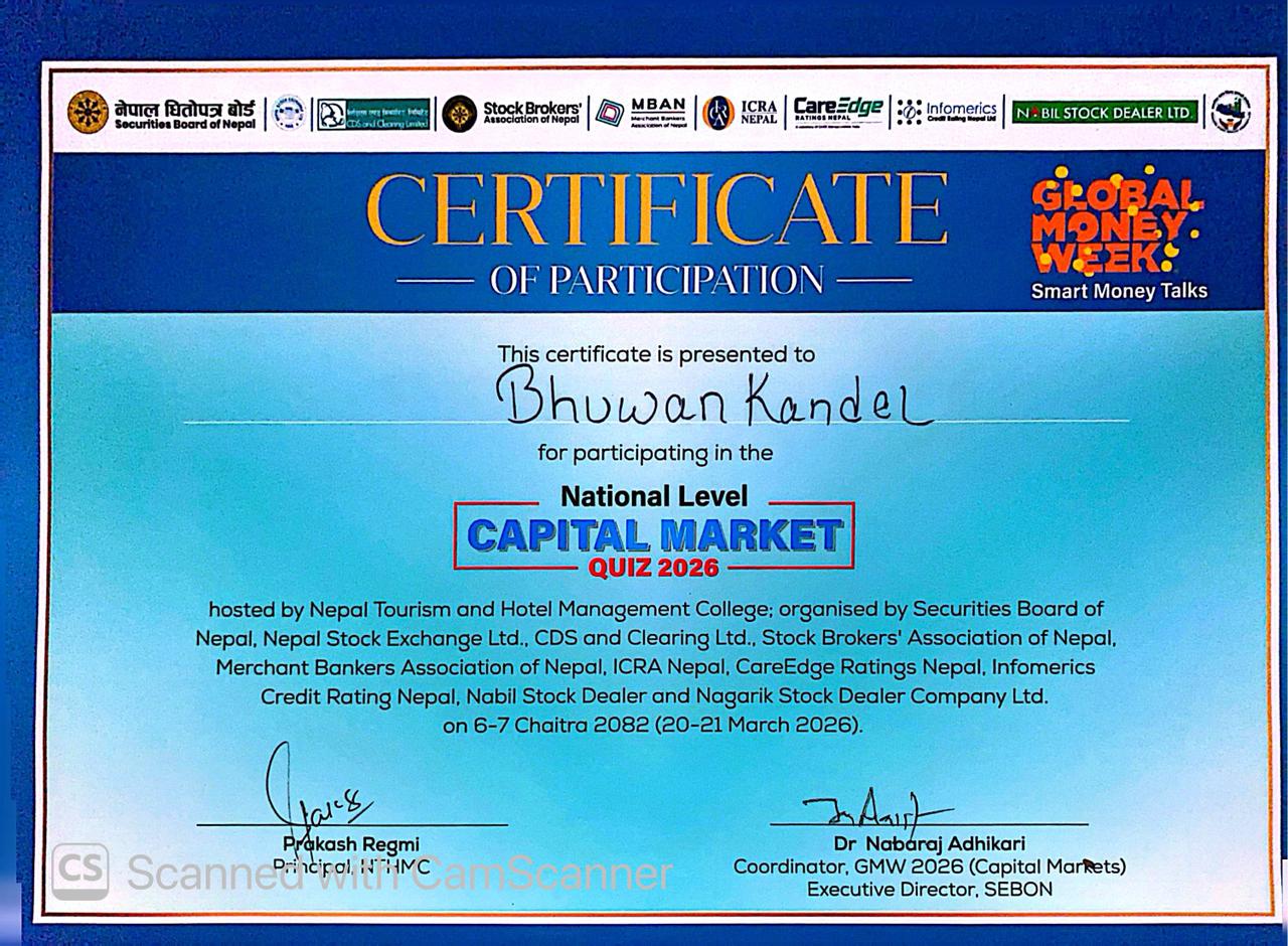 Capital Market Quiz 2026 certificate
